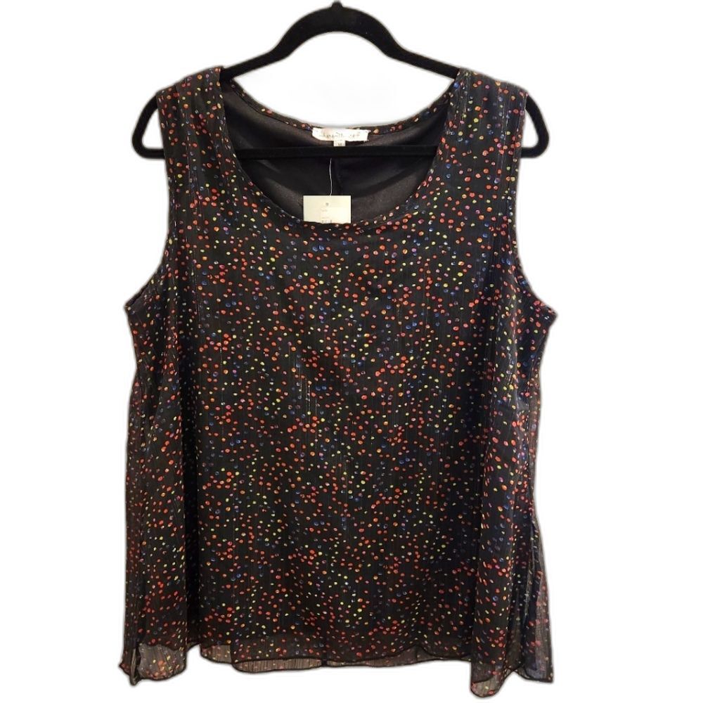 KEREN Hart NEW Sleeveless lined colorful dot tank top blouse SZ Medium